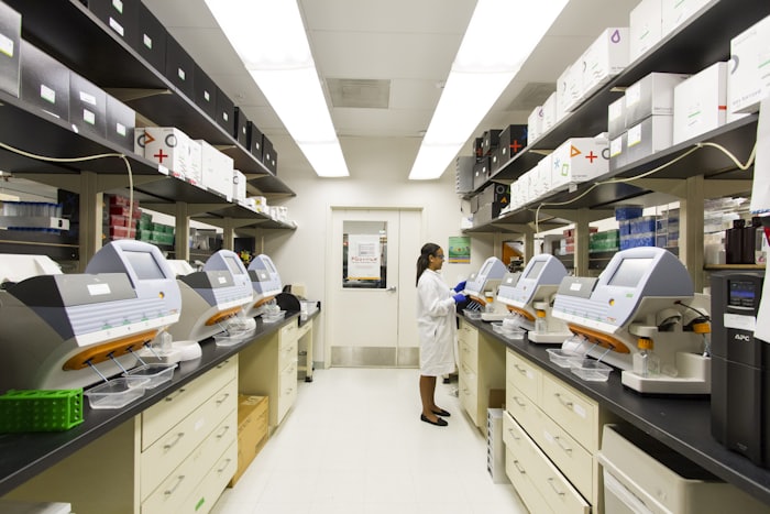 Diagnostic lab samples and microscope